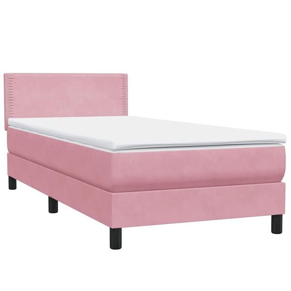 vidaXL Boxspringbett mit Matratze Rosa 80x220 cm Samt