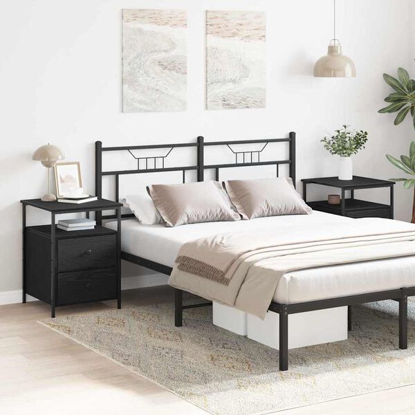 vidaXL Nachttisch 2 pcs Schwarz Eichen-Optik 34 x 35,5 x 50 cm