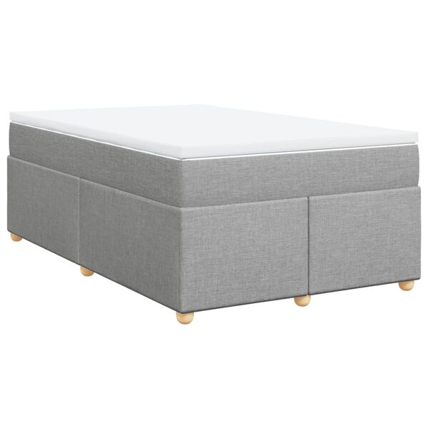 vidaXL Boxspringbett mit Matratze Hellgrau 120x200 cm Stoff