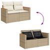 vidaXL Gartensofa-set mit Kissen mit Speicher 12 pcs Beige Poly Rattan