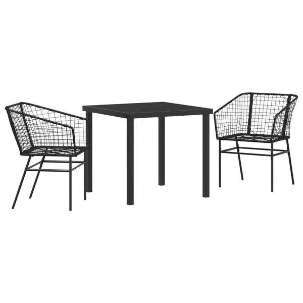 vidaXL Garten Essgruppe 3 pcs Schwarz Poly-Rattan