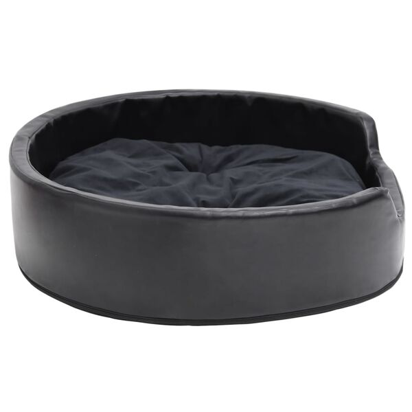 vidaXL Hundebett Schwarz 79x70x19 cm Plüsch und Kunstleder