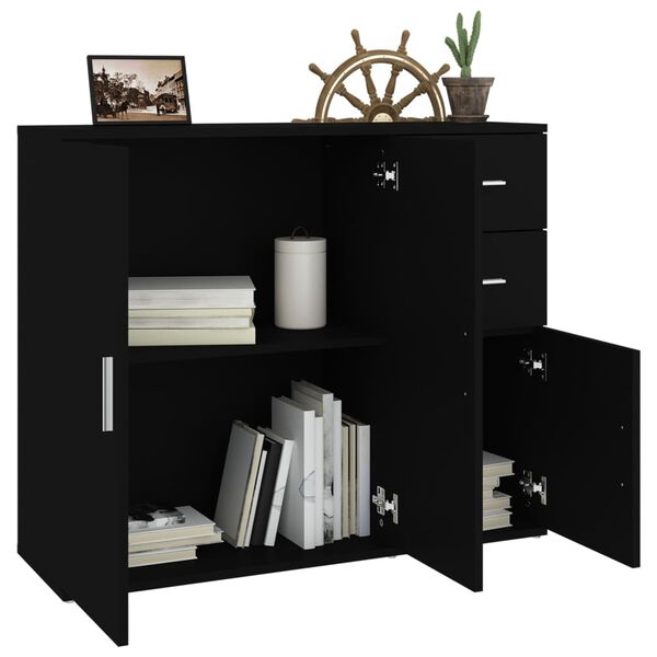 vidaXL Sideboard Schwarz 91x29,5x75 cm Holzwerkstoff
