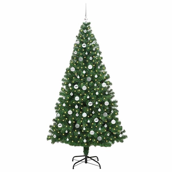 vidaXL K&uuml;nstlicher Weihnachtsbaum mit 300 LEDs mit St&auml;nder Gr&uuml;n 210 cm