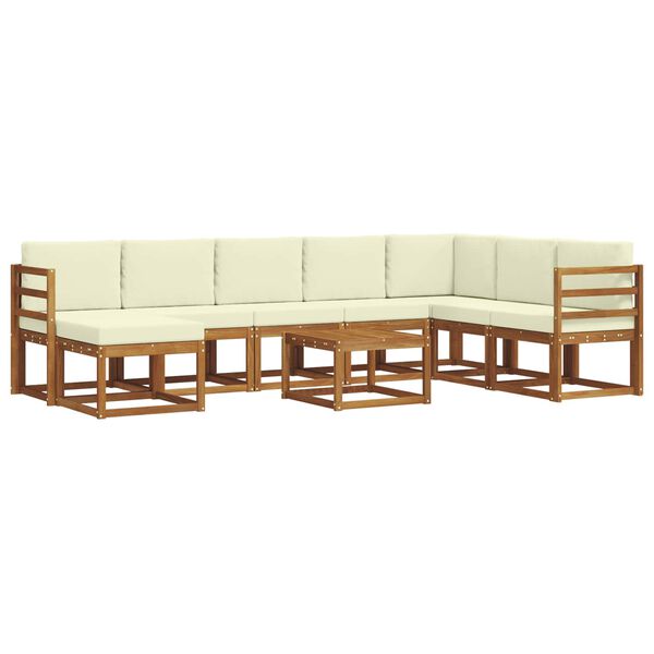 vidaXL Outdoor-Sofagarnitur mit Kissen 9 pcs Natur und Creme