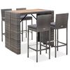 vidaXL 5-tlg. Garten-Bar-Set Poly Rattan und Akazienholz Grau
