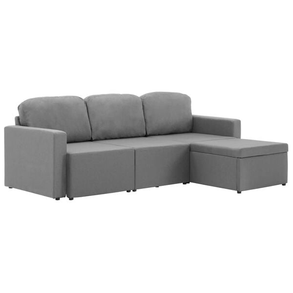 vidaXL Modulares 3-Sitzer-Schlafsofa Hellgrau Stoff