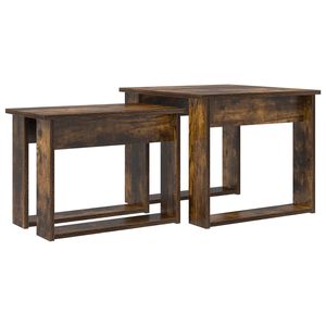 vidaXL Kaffeetisch Set 2 stk. Ger&auml;ucherte Eiche 50 x 52 x 42 cm