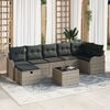 vidaXL Sofa Set mit Kissen mit Speicher Grau Poly-Rattan