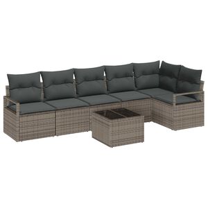 vidaXL Gartensofa-set 7 stk. Hellgrau Poly-Rattan