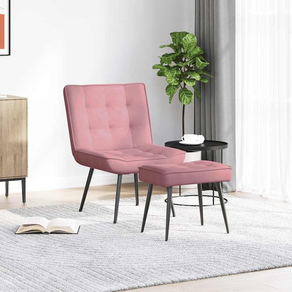 vidaXL Relaxsessel mit Hocker Rosa Samt