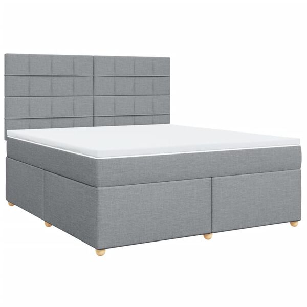 vidaXL Boxspringbett mit Matratze Hellgrau 180x200 cm Stoff