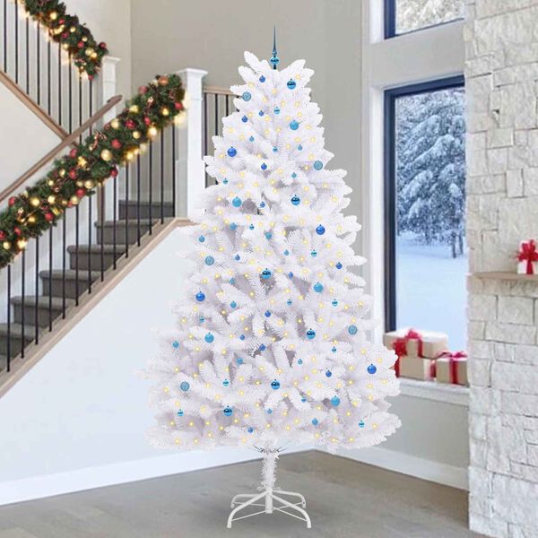 vidaXL K&uuml;nstlicher klappbarer Weihnachtsbaum Wei&szlig; 300 cm PVC und Stahl