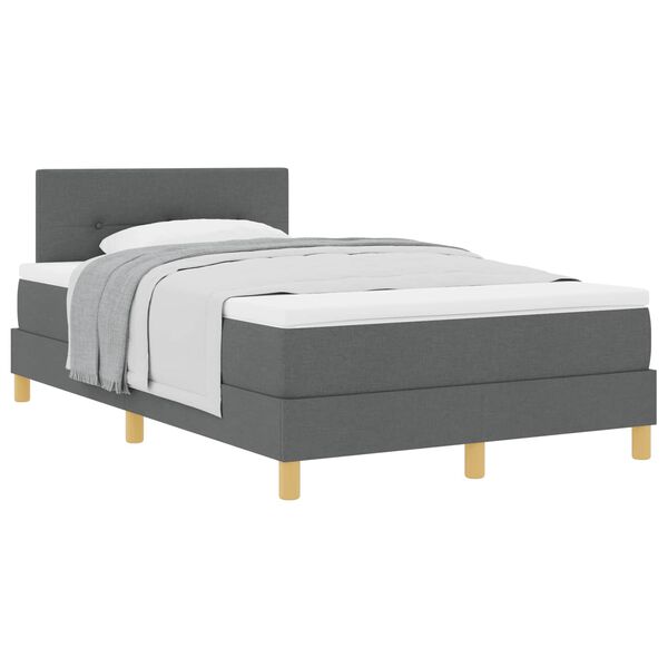 vidaXL Boxspringbett mit Matratze Dunkelgrau 120 x 190 cm Stoff