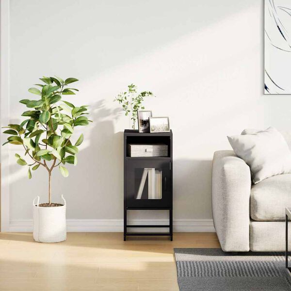 vidaXL Nachttisch Schwarz 36x39x78 cm Kaltgewalzter Stahl