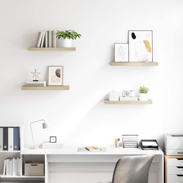vidaXL Schwebende Wandregale 4 Stk. Eichefarben 60x23,5x3,8cm MDF