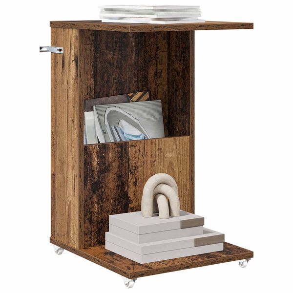 vidaXL Beistelltisch Mit Rad Altholz 40 x 35 x 60 cm Holzwerkstoff