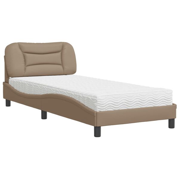 vidaXL Bett mit Matratze "Hvar" Cappuccino-Braun 90x200 cm Kunstleder