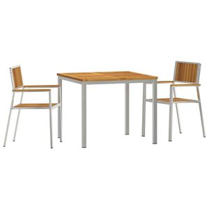vidaXL Outdoortisch-Set 3 pcs Massives Akazienholz und Edelstahl