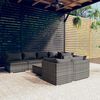 vidaXL 8-tlg. Garten-Lounge-Set mit Kissen Grau Poly Rattan