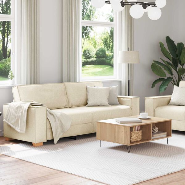 vidaXL Sofa 2 pcs Beige 220 x 80 x 84 cm Leinenmischgewebe