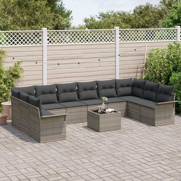 vidaXL Gartensofa-set mit Speicher 11 pcs Schwarz Poly-Rattan