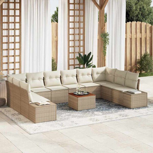 vidaXL Garten-Sofa-Set 11 pcs Beige und Wei&szlig;