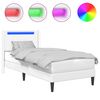 vidaXL Bettrahmen mit LED-Lichtleisten Wei&szlig; 90 x 190 cm Kunstleder