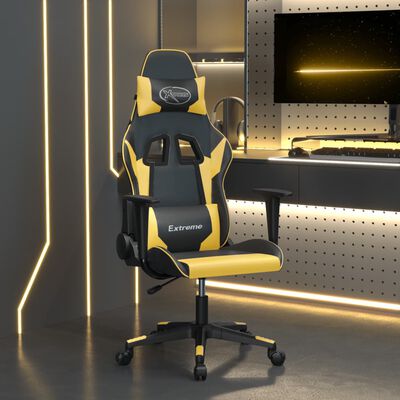 vidaXL Gaming-Stuhl mit Massagefunktion Schwarz & Golden Kunstleder