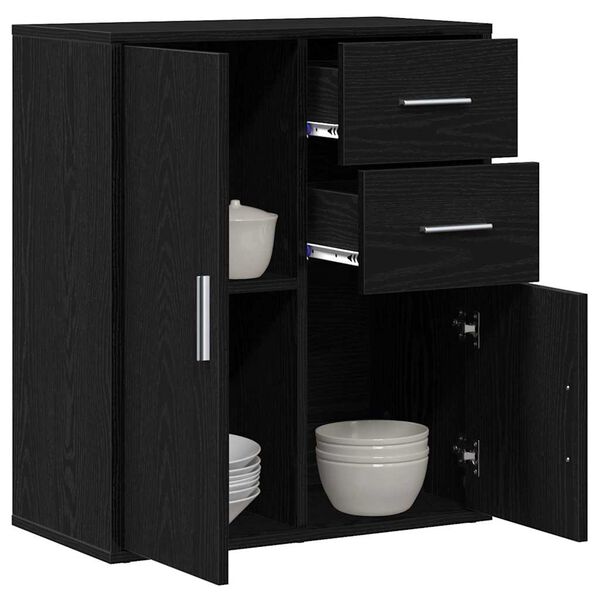 vidaXL Sideboard Schwarz Eichen-Optik 60 x 31 x 70 cm Holzwerkstoff