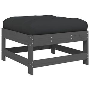 vidaXL Gartenhocker mit Kissen Grau Massivholz Kiefer