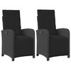 vidaXL Gartensessel mit Fu&szlig;teil 2 Stk. Verstellbar Schwarz Poly Rattan