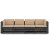 vidaXL 4-Sitzer Outdoor-Sofa mit Kissen Grau Impr&auml;gniertes Holz