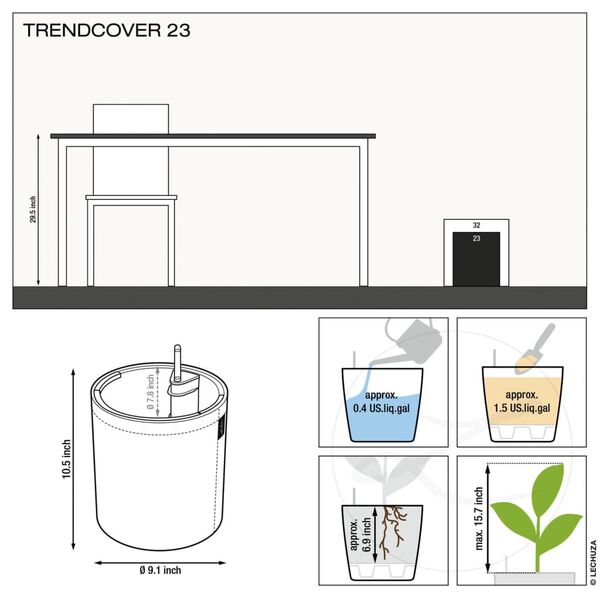 LECHUZA Pflanzgef&auml;&szlig; TRENDCOVER 23 Cork ALL-IN-ONE Natur Hell