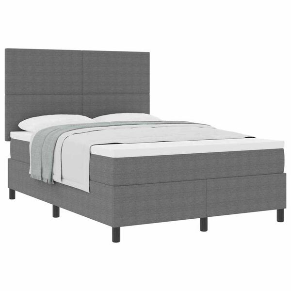 vidaXL Boxspringbett Hellgrau und Wei&szlig; 193 x 144 x 128 cm Cordstoff
