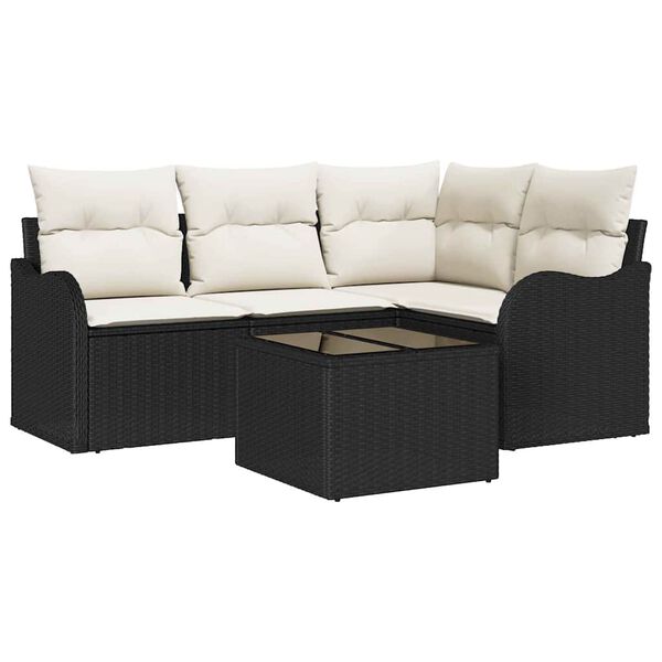 vidaXL Gartensofa-set mit Speicher 5 pcs Braun Poly-Rattan