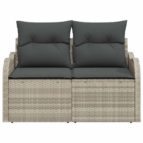 vidaXL Gartensofa Hellgrau 121 x 62 x 69cm Poly-Rattan
