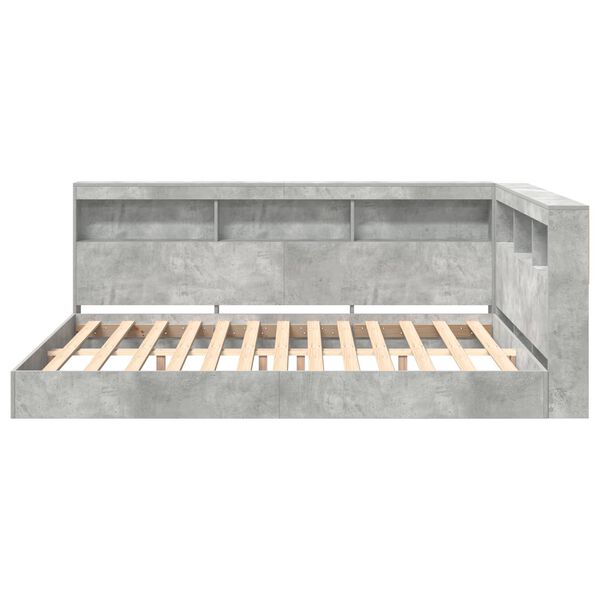 vidaXL B&uuml;cherregal-Bett Betongrau 140 x 200 cm Holzwerkstoff