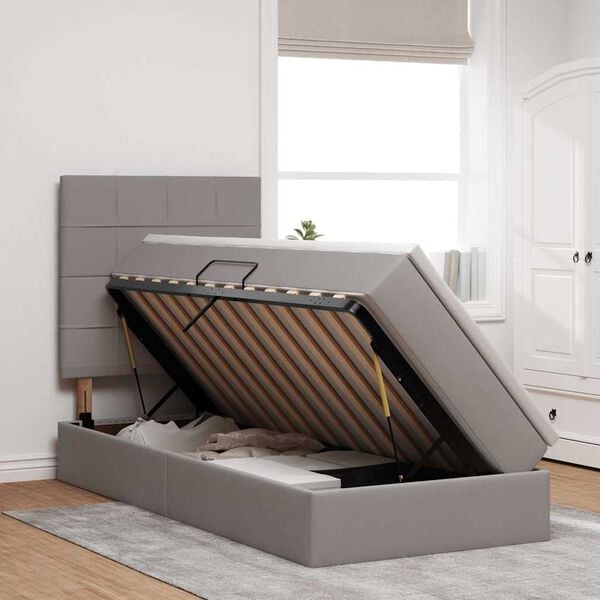 vidaXL Bett mit Stauraum und LED mit LED Taupe 100 x 200 cm Polyester