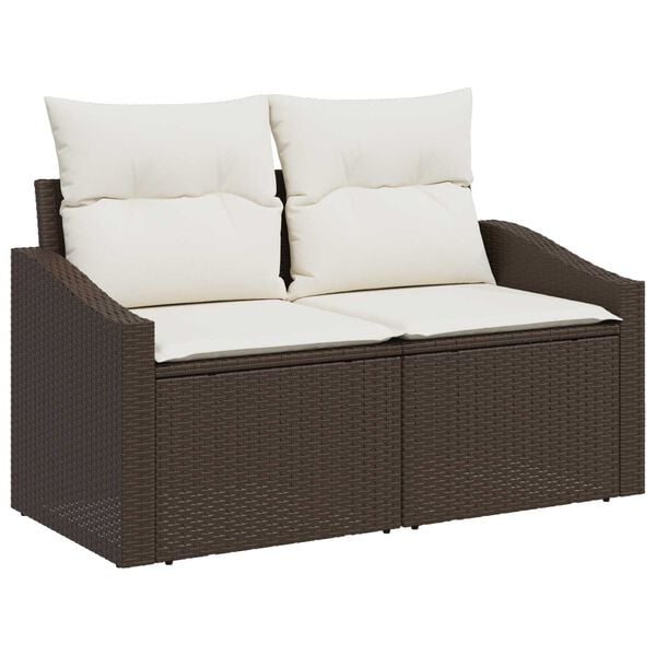 vidaXL Gartensofa-set mit Kissen 4 pcs Braun und Weiß Poly-Rattan