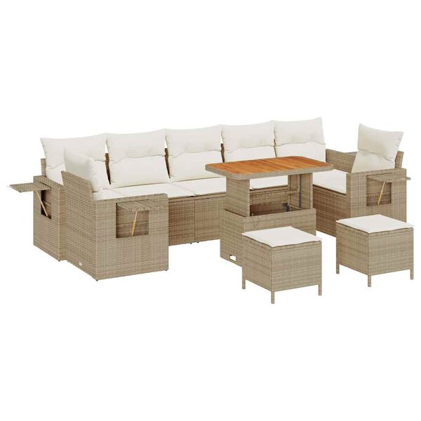 vidaXL Garten-Sofa-Set 10 pcs Beige und Creme 90 x 55 x 71 cm