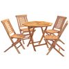 vidaXL 5-teiliges klappbares Garten-Bistro-Set Natur Massivholz Teak