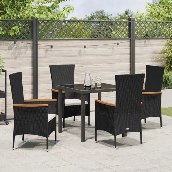 vidaXL Garten Essgruppe 5 pcs Schwarz Pulverbeschichteter Stahl