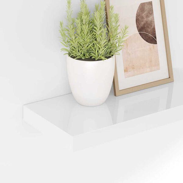 vidaXL Schweberegale 4 Stk. Hochglanz-Wei&szlig; 50x23x3,8 cm MDF