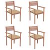 vidaXL Gartenst&uuml;hle 4 Stk. mit Beigen Kissen Massivholz Teak