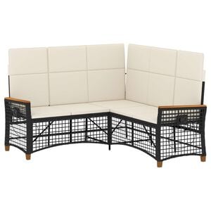 vidaXL Garten Liegesofa Set Schwarz und Cremewei&szlig; 164 x 164 x 112 cm