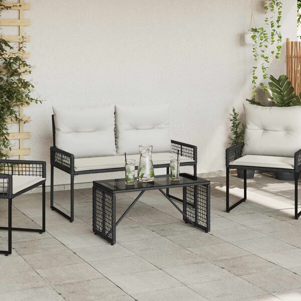 vidaXL Tisch f&uuml;r Outdoor Schwarz 80 x 40 x 40 cm PE Rattan und Glas