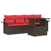 vidaXL Gartensofa-set mit Kissen 5 pcs Braun Poly-Rattan