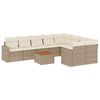 vidaXL 10-tlg. Garten-Sofagarnitur mit Kissen Beige Poly Rattan