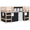 vidaXL Kinderhochbett mit Vorh&auml;ngen Wei&szlig; und Schwarz Massivholz Kiefer